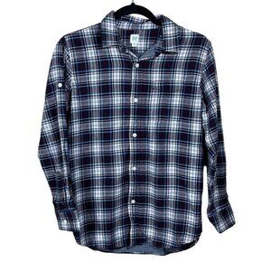 Gap Kids Big Boy Flannel Shirt Plaid Maroon Blue White Button Front XXL (14-16)